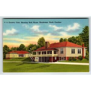 Country Club Bath House Building Franklin North Carolina Linen Postcard Unposted